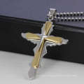 Pendentif Christian Cross or, bijoux en gros en acier inoxydable Christian